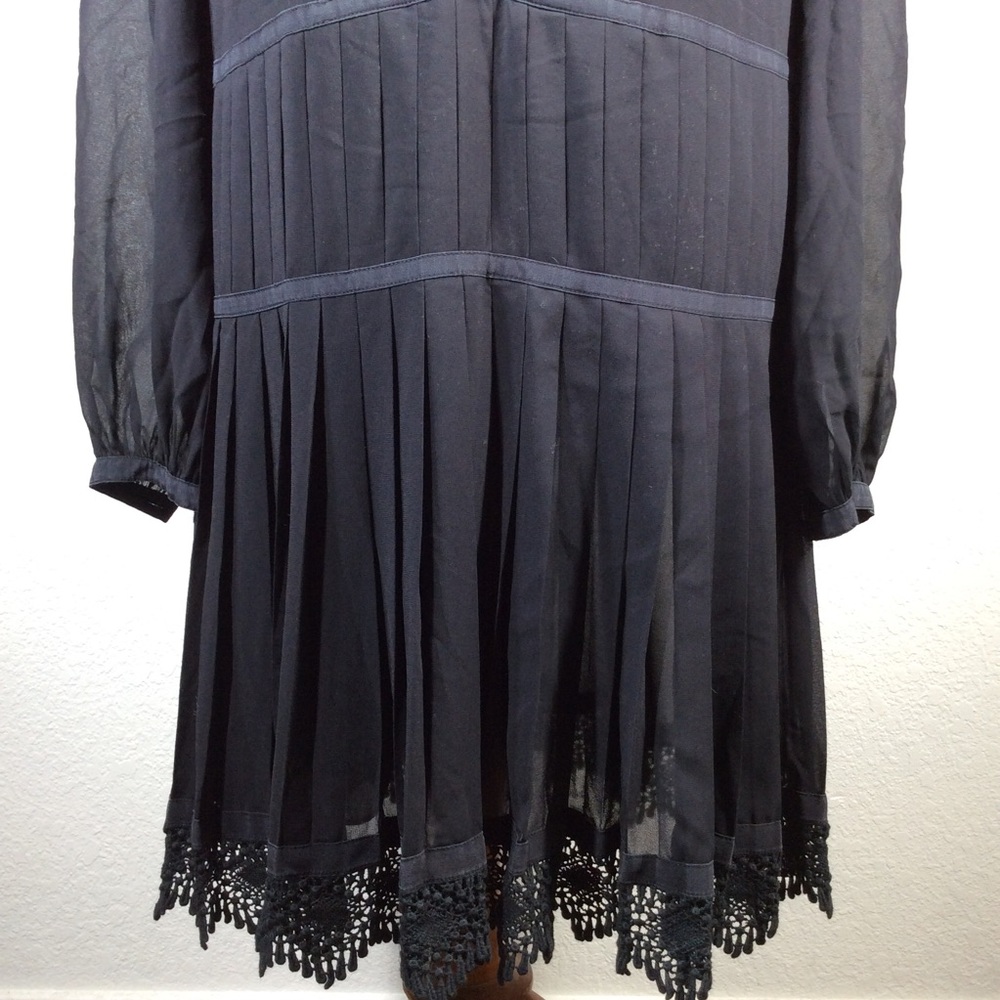 Tory Burch Sydney Black Pleated Silk Dress - Picture 6 of 16